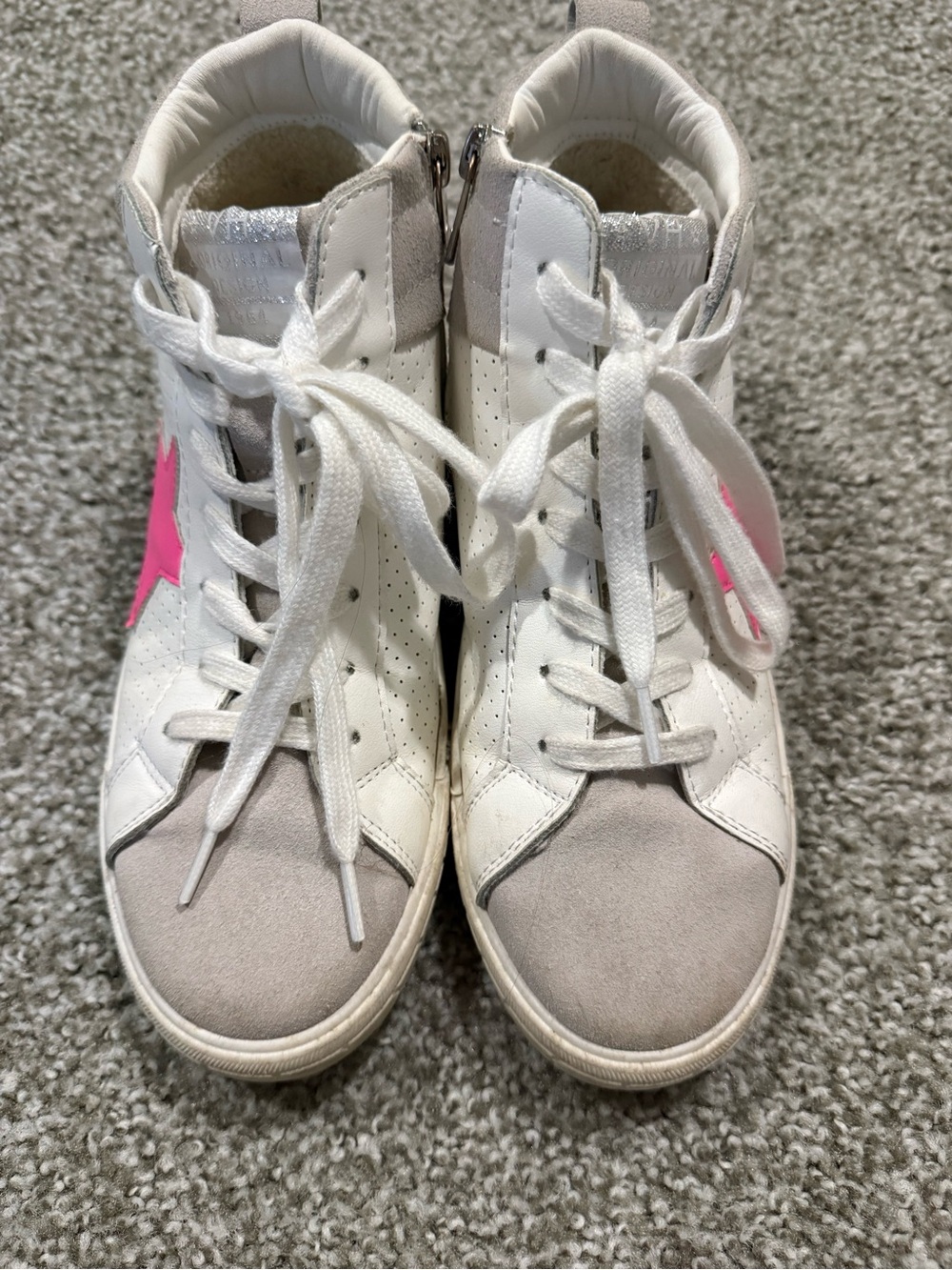 Vintage Havana White and Pink High-Top Sneakers